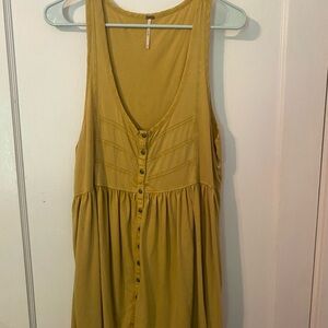 Free People Yellow Sleeveless Button-Down Top